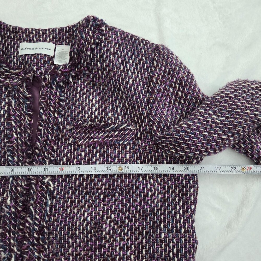 Vintage Purple Tweed Jacket Sz 12 Multicolor Y2K Alfred Dunner Old‎ Money Preppy - Picture 13 of 16